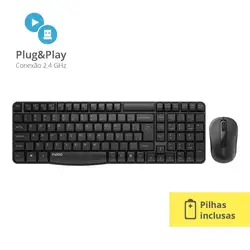 Combo Rapoo Teclado E Mouse Sem Fio 2 4 Ghz Preto X1800S RA001X