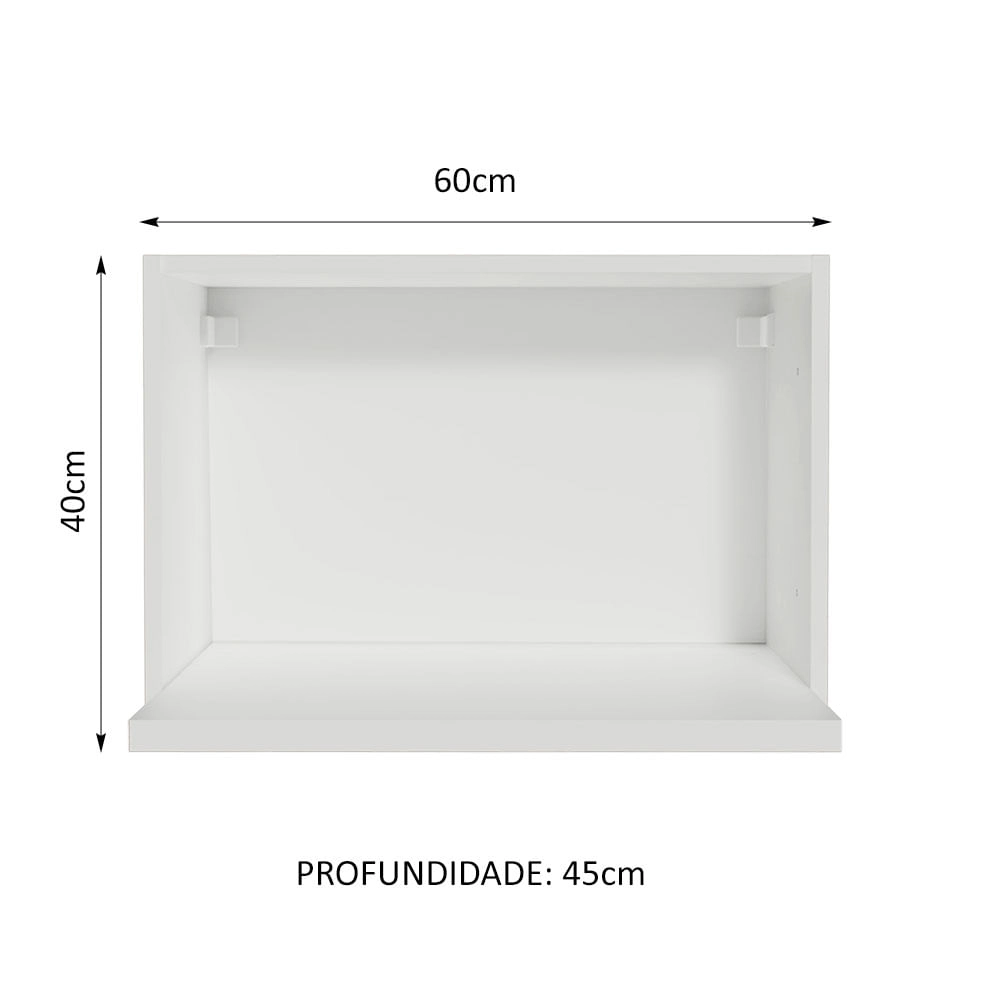 Armário Aéreo Madesa para Glamy, Lux, Reims 60 cm com Nicho para Forno - Branco Cor:Branco