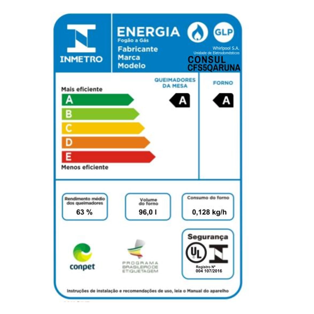 Fogão Consul 5 bocas cor Inox com Dupla chama e timer digital - CFS5QAR BIVOLT