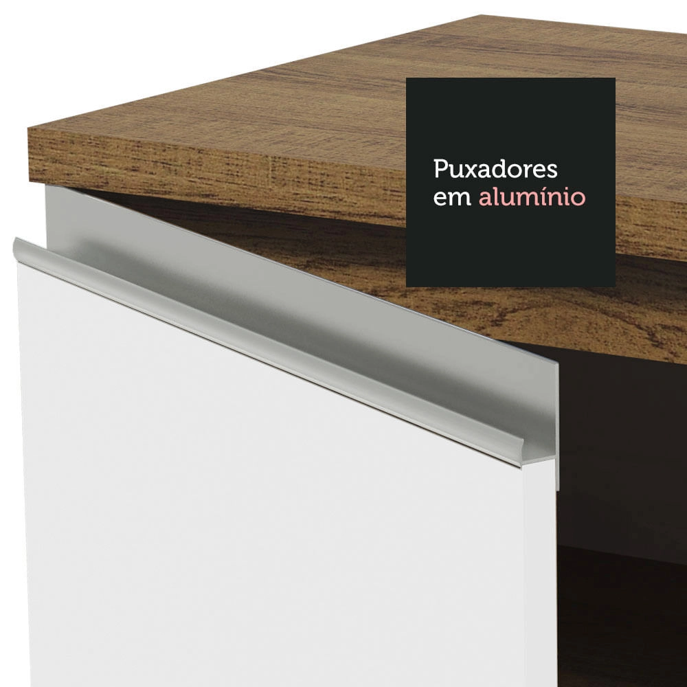 Armário de Cozinha Compacta 180cm Rustic/Branco Glamy Madesa 09 Cor:Rustic/Branco