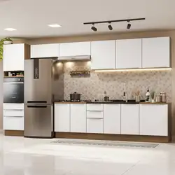 Armário de Cozinha Completa 400cm Rustic/Branco Veludo Lux da Thauane Madesa Cor:Rustic/Branco Veludo