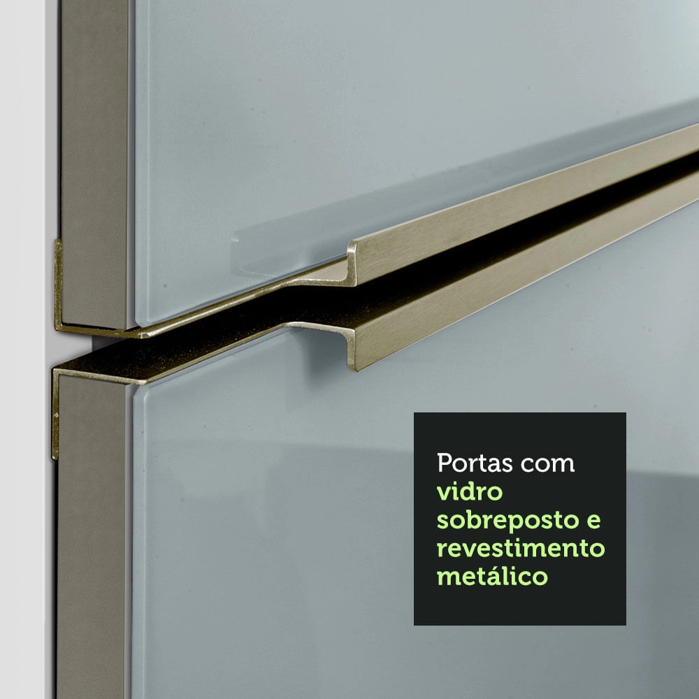 Armário Aéreo Madesa Lux 60 cm 1 Porta Branco/Cinza Cor:Branco/Cinza