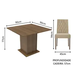 Conjunto Sala de Jantar Madesa Maju Mesa Tampo de Madeira com 2 Cadeiras Rustic/Imperial Cor:Rustic/Imperial