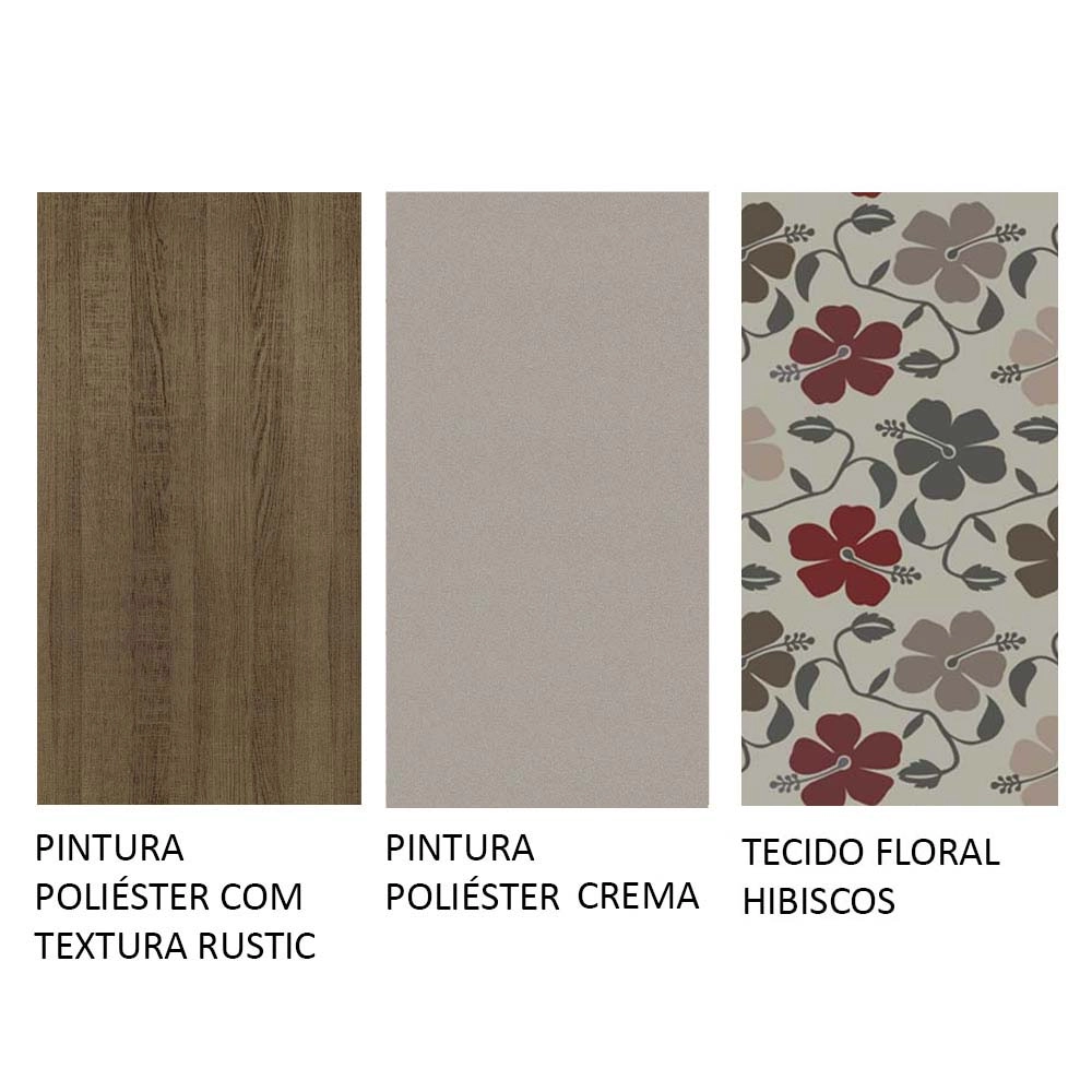 Kit 4 Cadeiras 4291 Madesa Rustic/Crema/Hibiscos Cor:Rustic/Crema/Hibiscos