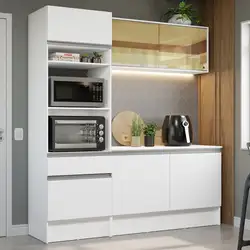 Cozinha Compacta Madesa Diamante com Armário, Balcão e Tampo Branco Cor:Branco