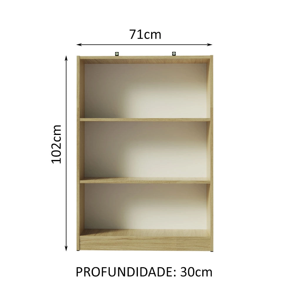 Estante para Livros Home Sala Madesa 6907 com 3 Nichos Branco Cor:Branco