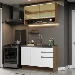 Cozinha Compacta Madesa Glamy 120002 com Armário e Balcão (Sem Tampo e Pia) Rustic/Branco Cor:Rustic Branco
