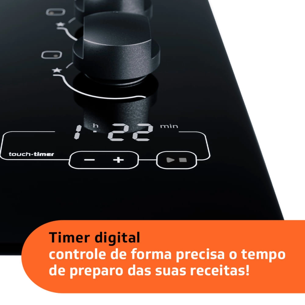 Cooktop 5 bocas Brastemp com quadrichama e timer touch - BDT85AE BIVOLT