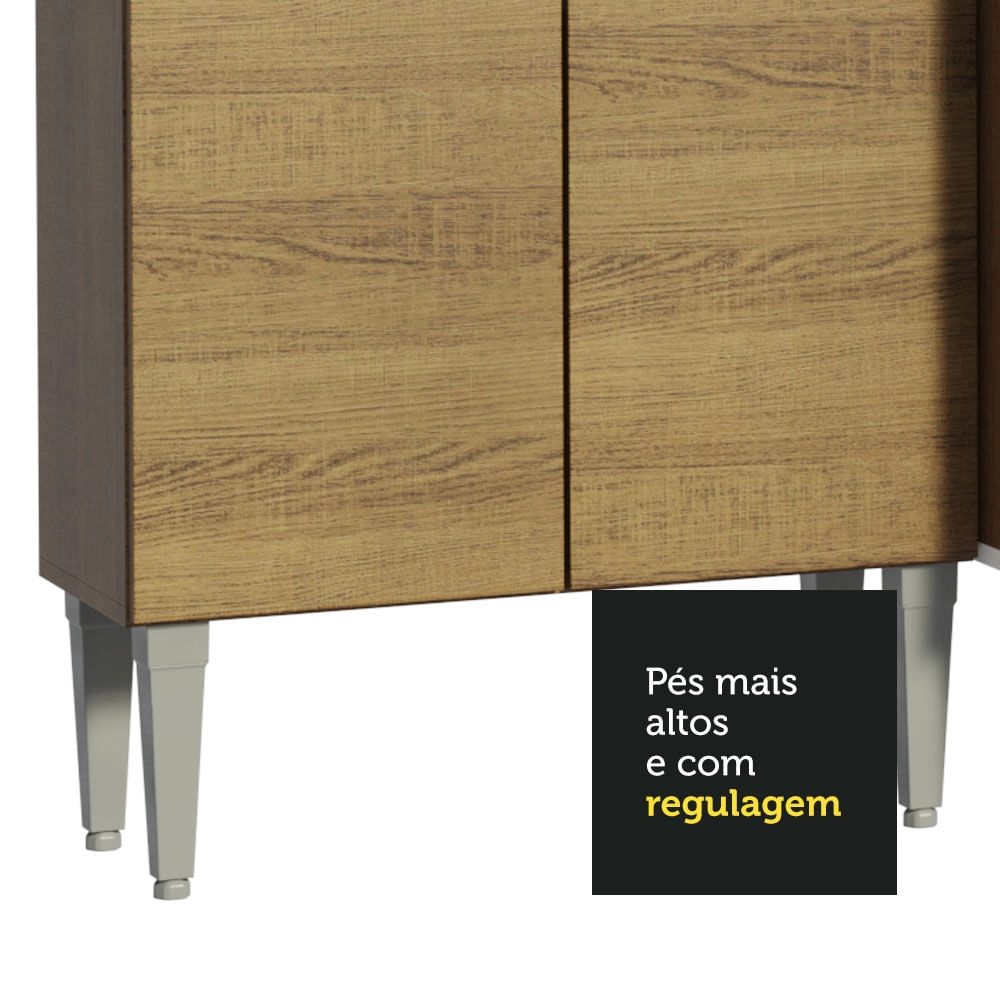 Cozinha Compacta Madesa Emilly Art com Balcão e Armário Vidro Reflex Rustic Cor:Rustic