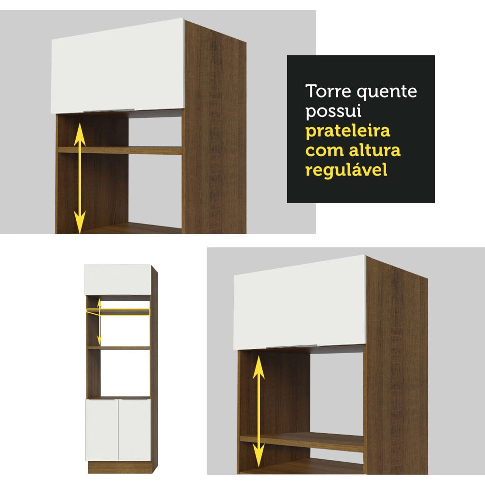 Cozinha Completa Madesa Stella 290001 com Armário e Balcão Rustic/Branco Cor:Rustic/Branco