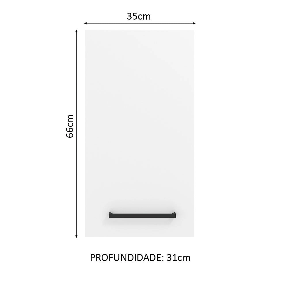 Armário Aéreo Madesa Agata 35 cm 1 Porta Branco Cor:Branco