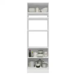 Torre-Quente Madesa Lux 70 cm 3 Portas Branco/Branco Veludo Cor:Branco/Branco Veludo