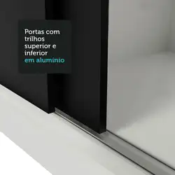 Guarda Roupa Casal Madesa Mônaco 3 Portas de Correr com Espelho Cor:Branco/Preto