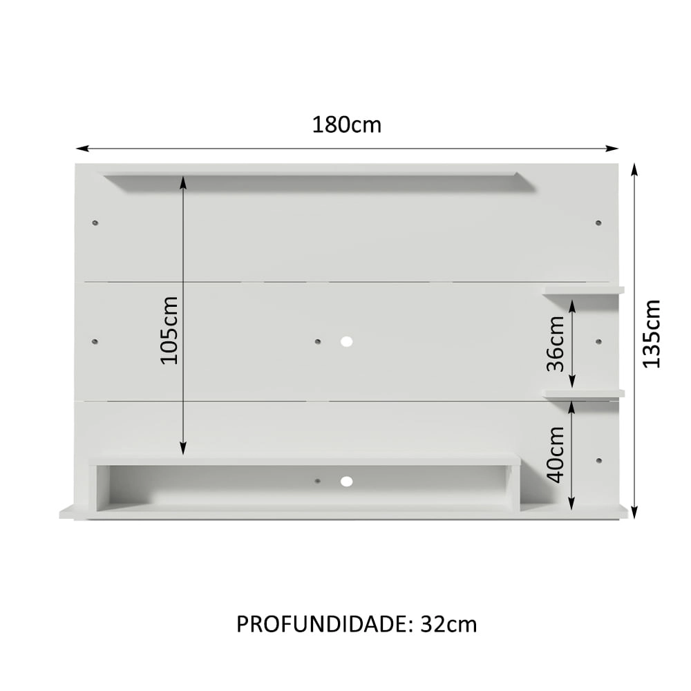 Painel para TV até 60 Polegadas Madesa Alfa Branco Cor:Branco