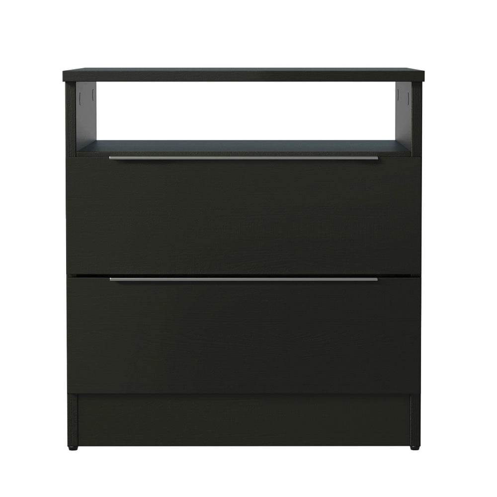 Mesa de Cabeceira Madesa 3227 com 2 Gavetas Preto Cor:Preto