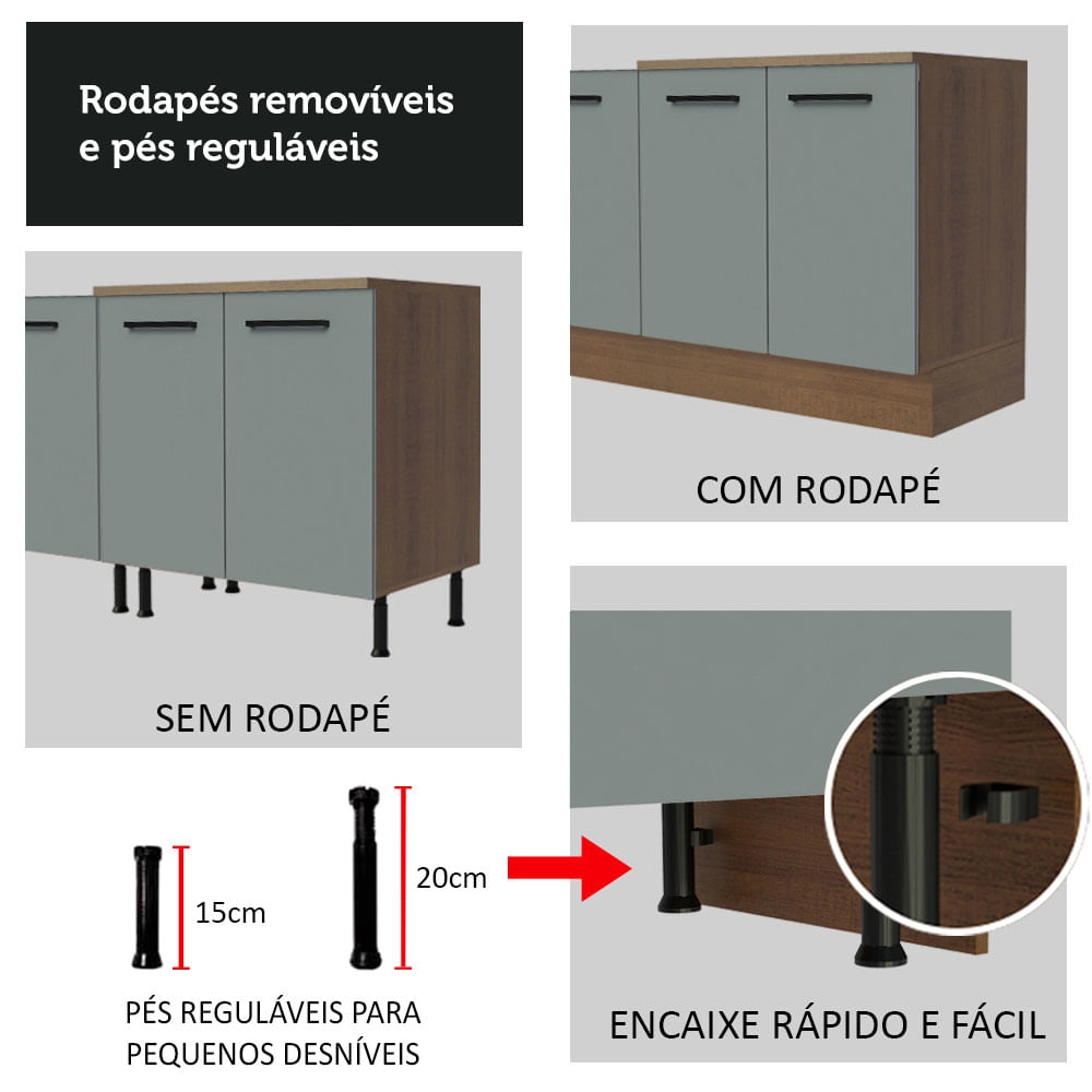 Torre Quente Madesa Agata 60 cm 1 Porta 3 Gavetas Rustic/Cinza Cor:Rustic/Cinza