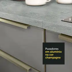 Cozinha Completa Madesa Lux 270001 com Armário e Balcão Branco/Cinza Cor:Branco Cinza