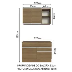 Armário de Cozinha Compacta 120cm Rustic Glamy Madesa 08 Cor:Rustic