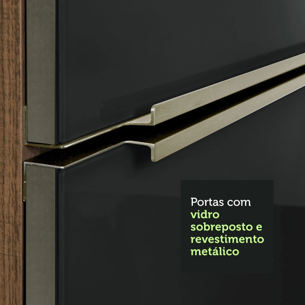 Cozinha Compacta Madesa Lux com Armário e Balcão 5 Portas 3 Gavetas Rustic/Preto Cor:Rustic/Preto