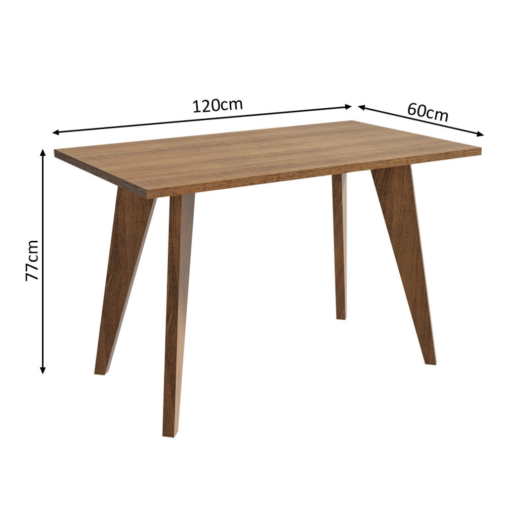 Mesa Madesa Retangular para Escritório com Tampo de Madeira 5319 Rustic Cor:Rustic