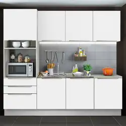 Cozinha Completa Madesa Lux com Armário e Balcão 7 Portas 3 Gavetas Branco/Branco Veludo Cor:Branco Branco Veludo