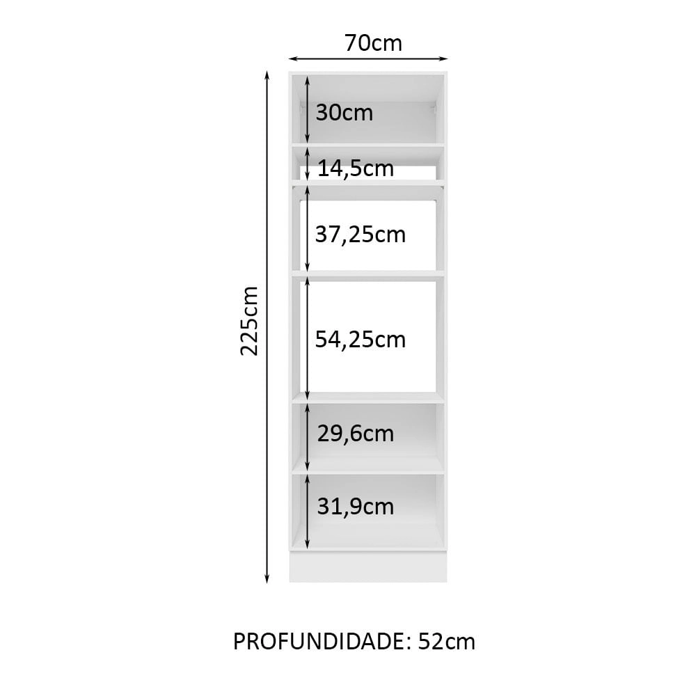 Torre Quente Madesa Glamy 70 cm 3 Portas Branco/Preto Cor:Branco/Preto