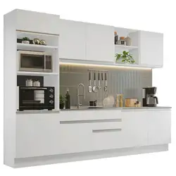 Armário de Cozinha Completa 310cm Branco Glamy Madesa 02 Cor:Branco