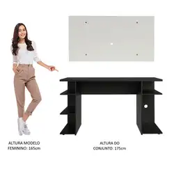 Mesa para Computador Gamer e Painel para TV até 50 Madesa Preto/Branco Cor:Preto/Branco
