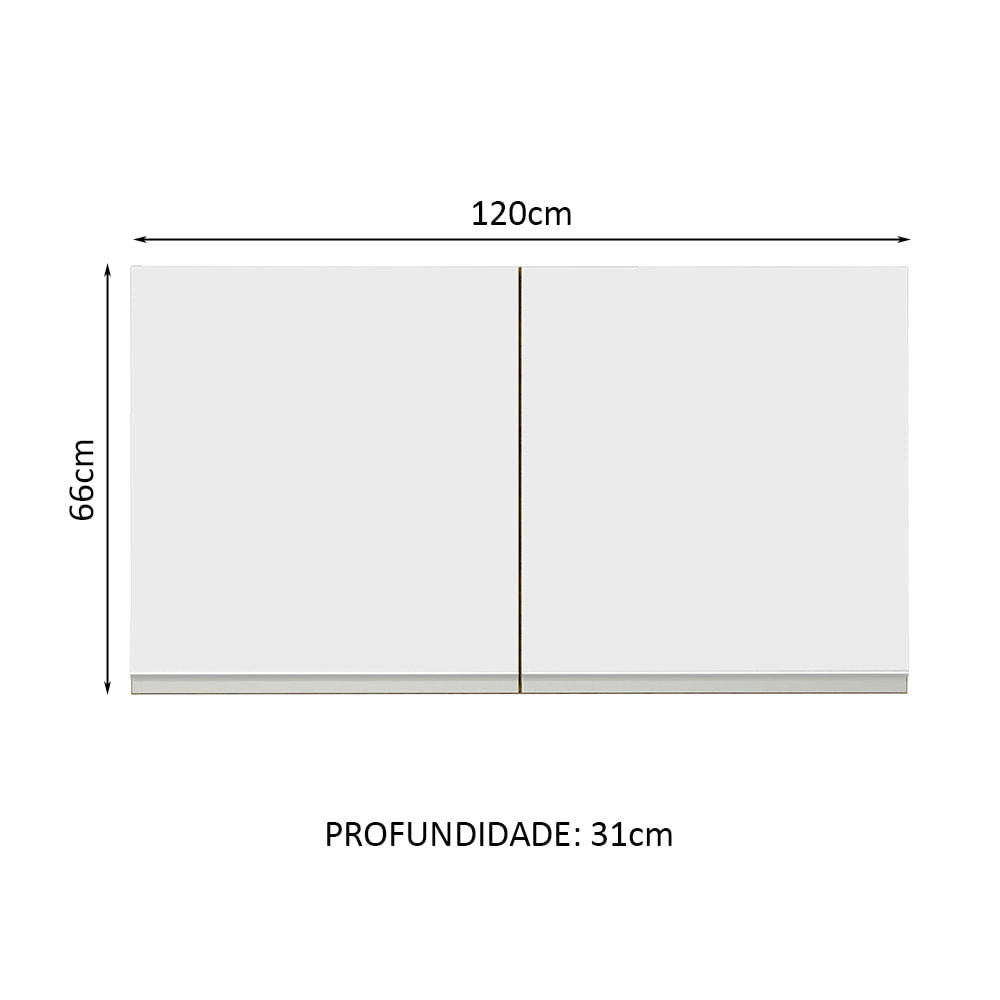 Armário Aéreo Madesa Glamy 120 cm 2 Portas Rustic/Branco Cor:Rustic/Branco