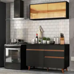 Cozinha Compacta Madesa Reims 120001 com Armário e Balcão Preto Cor:Preto