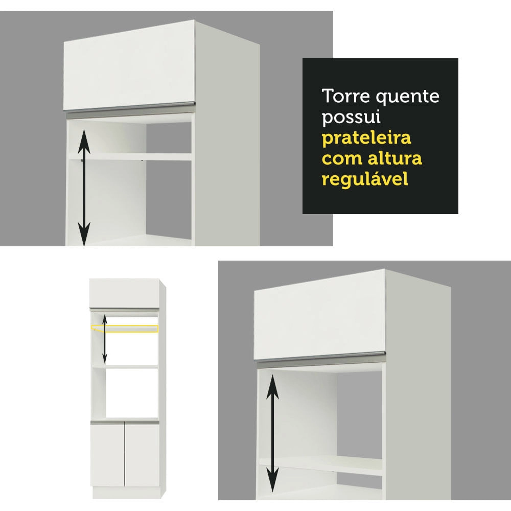 Cozinha Compacta Madesa Laura 7 Portas 3 Gavetas (Sem Tampo e Pia) Branco Cor:Branco