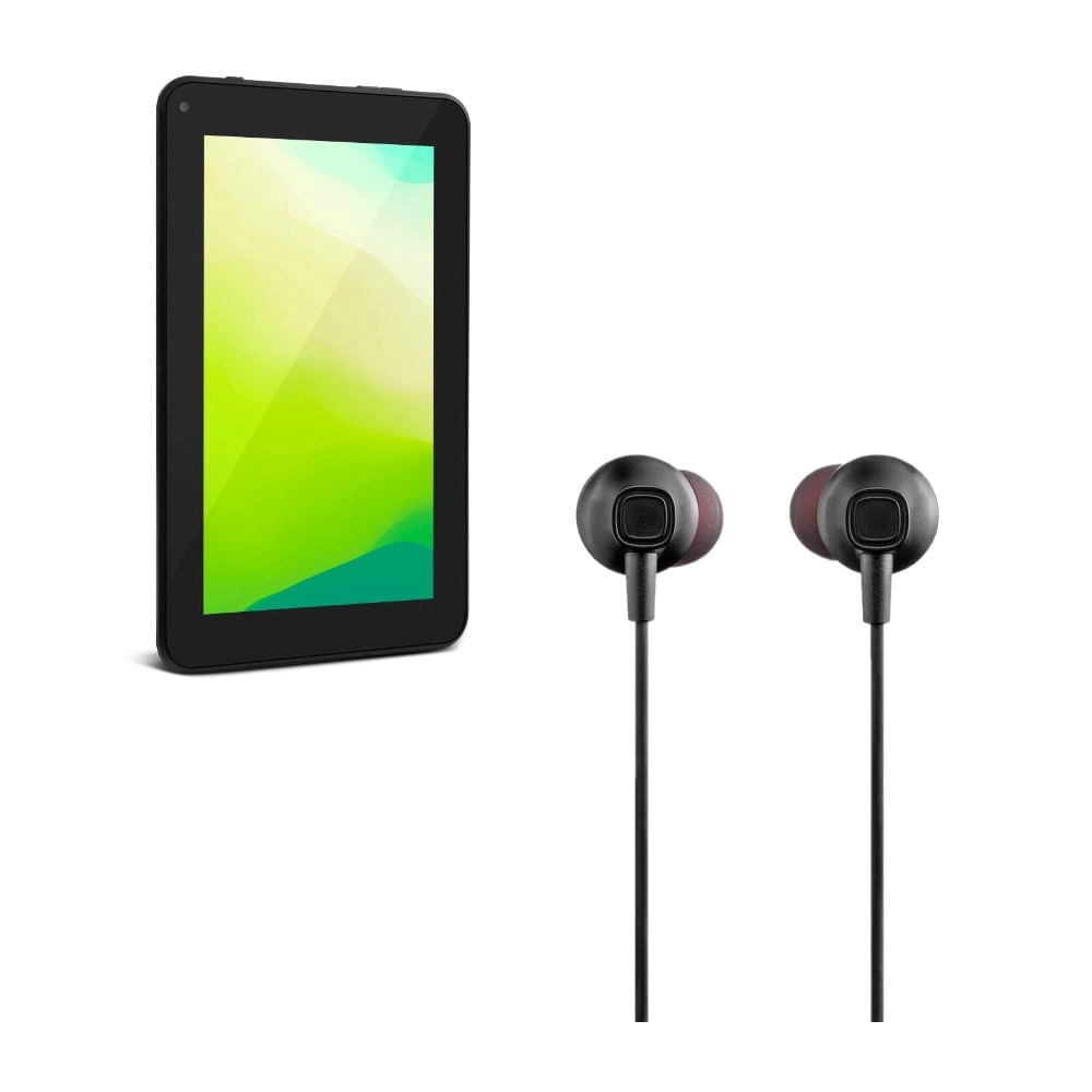 Combo High Tech - Tablet Mirage 7 Polegadas Preto e Fone de Ouvido Intra Auricular Preto Pulse - PH330K PH330K