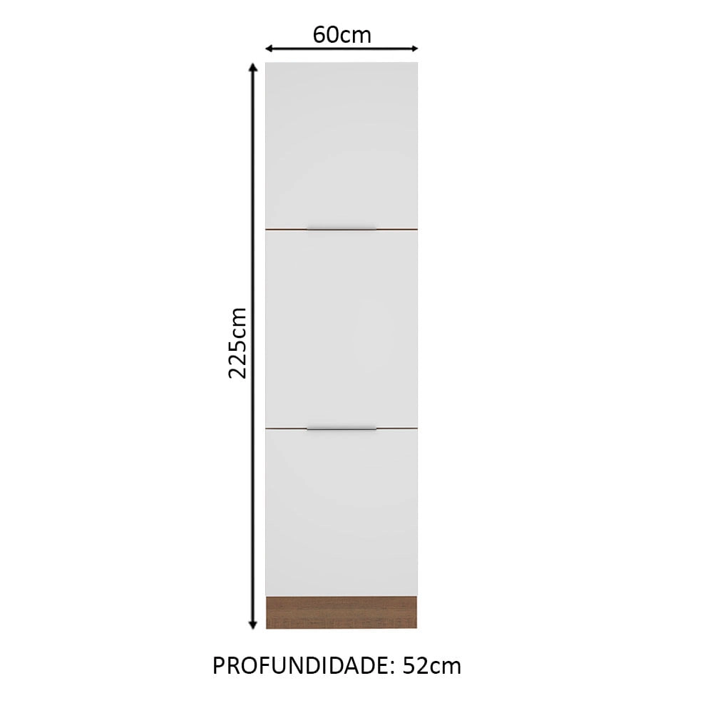 Paneleiro Madesa Stella 60 cm 3 Portas Rustic/Branco Cor:Rustic/Branco