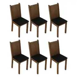 Kit 6 Cadeiras 4290 Madesa Rustic/Sintético Preto Cor:Rustic/Sintético Preto