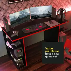 Mesa para Computador Gamer Madesa 9409 Preto Preto/Vermelho Cor:Preto/Vermelho