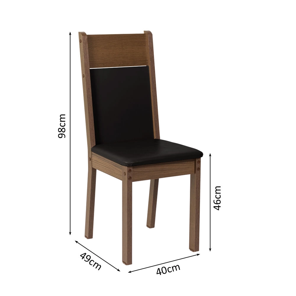 Kit 4 Cadeiras 4280 Madesa Rustic/Preto Cor:Rustic/Preto