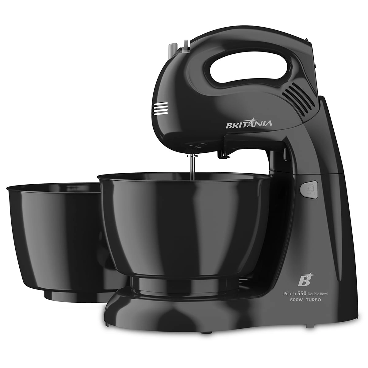 Batedeira Britânia Perola 550 Turbo Double Bowl Preta 500W 220V