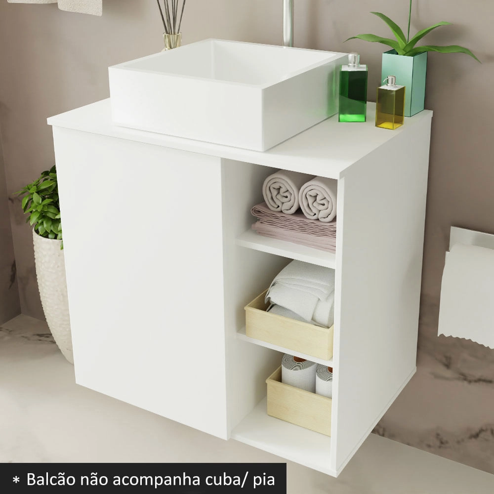 Armário Gabinete com Espelho para Banheiro 60cm Branco Madesa Cor:Branco