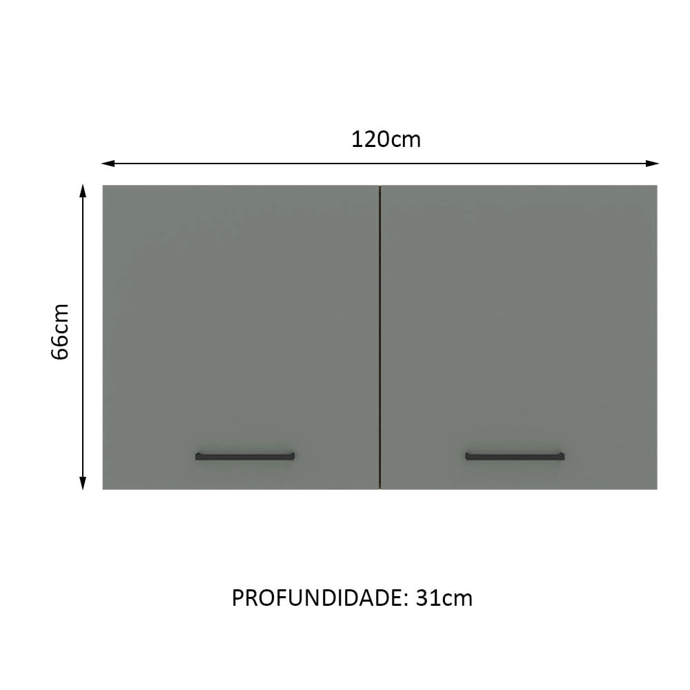 Armário Aéreo Madesa Agata 120 cm 2 Portas Branco/Cinza Cor:Branco/Cinza