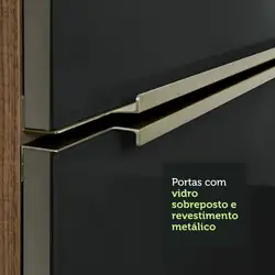 Armário Aéreo Madesa Lux 120 cm 2 Portas Rustic/Preto Cor:Rustic/Preto