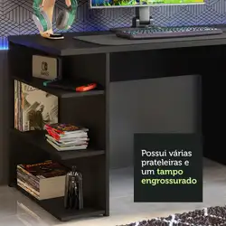 Mesa para Computador Gamer e Painel TV Madesa Preto/Rustic Cor:Preto/Rustic