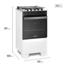 Fogão 4 Bocas Mesa de Inox Branco Continental FC4IB Bivolt