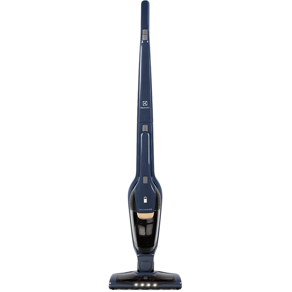 Aspirador de Pó Vertical Electrolux Ergorapido 2 em 1 Denin Blue Luz Led (ERG25N) - até 38 Min Filtro HEPA Função BrushRollClean 420ml Bivolt