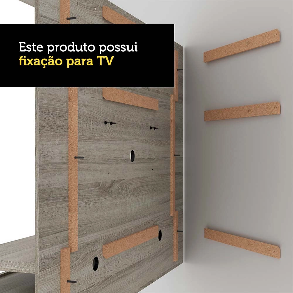 Painel para TV até 65 Polegadas Madesa Moscou 180 cm 2 portas Rustic Cor:Rustic