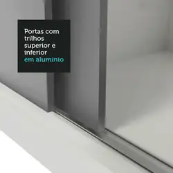 Guarda-Roupa Casal Madesa Mônaco 3 Portas de Correr com Espelho Branco/Cinza Cor:Branco/Cinza