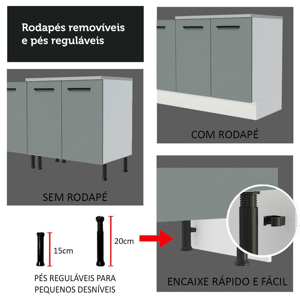 Torre Quente Madesa Agata 60 cm 1 Porta 3 Gavetas Branco/Cinza Cor:Branco/Cinza