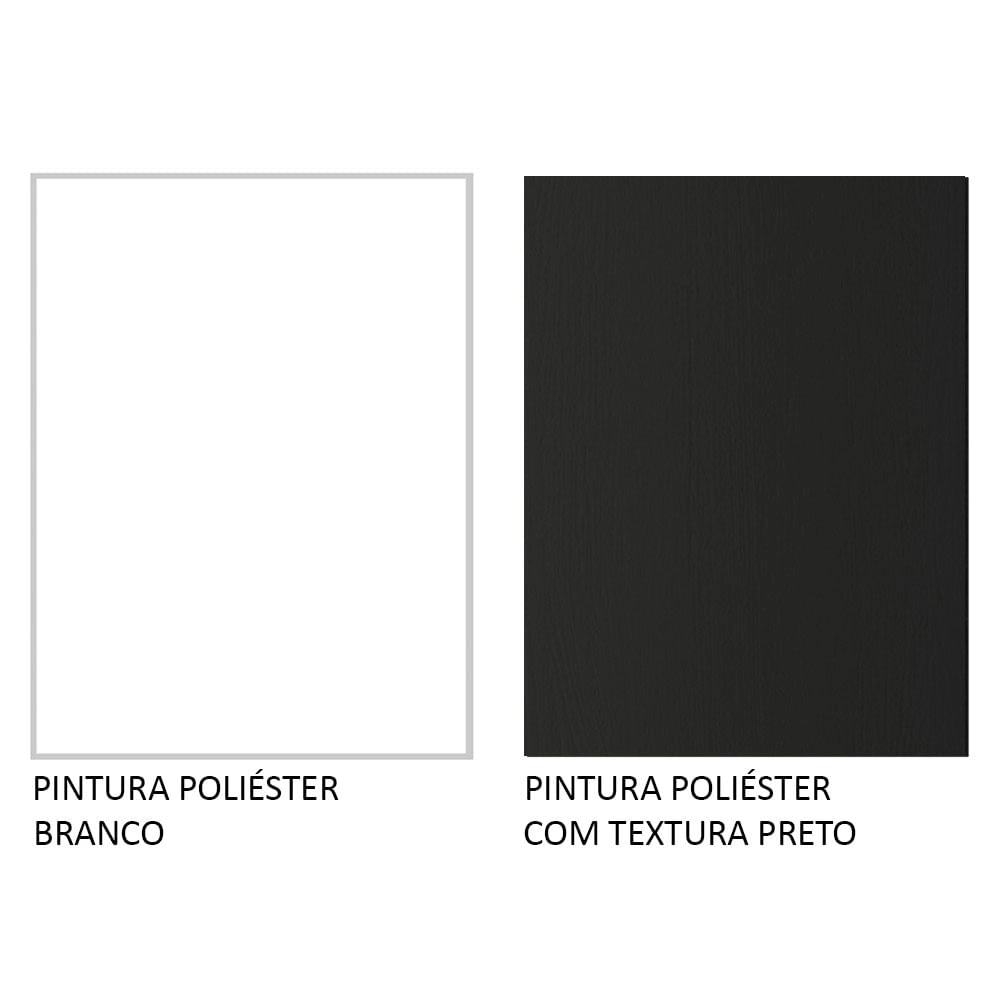 Balcão de Pia Madesa Agata 2 Portas Branco/Preto Cor:Branco/Preto