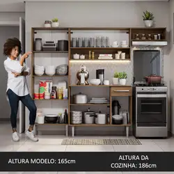 Cozinha Compacta Madesa Emilly Top com Armário e Balcão  Rustic/Preto Cor:Rustic/Preto