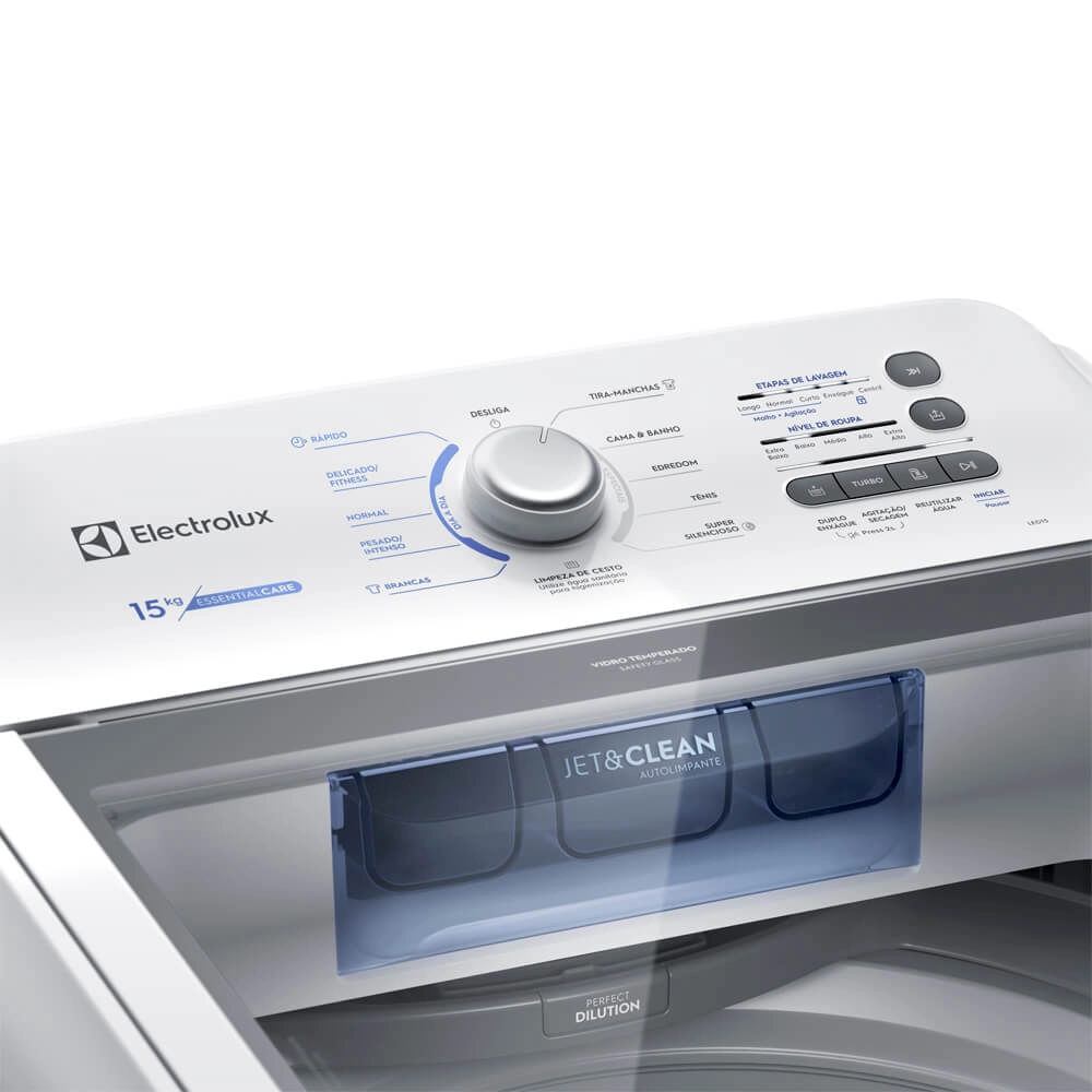 Máquina de Lavar 15kg Electrolux Essential Care com Cesto Inox, Jet&Clean e Ultra Filter (LED15) 220V
