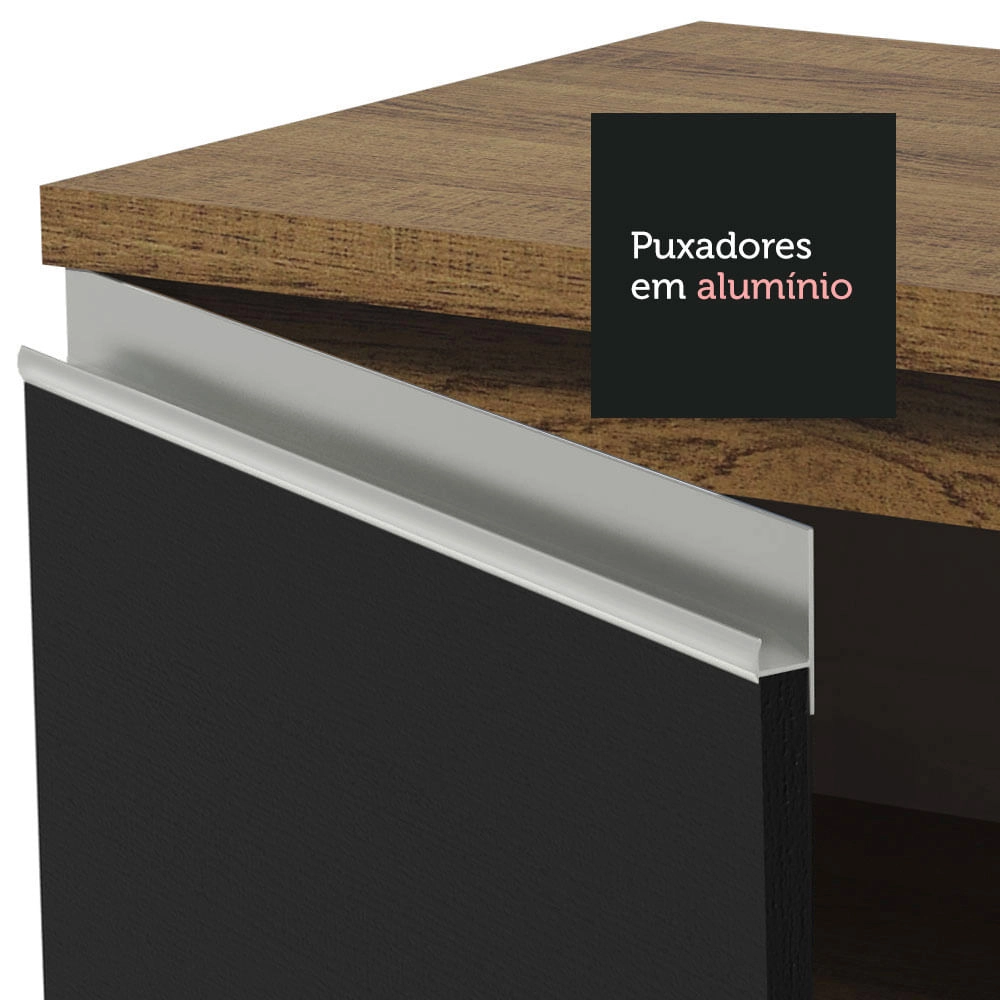 Paneleiro Madesa Glamy 60 cm 3 Portas Rustic/Preto Cor:Branco/Preto